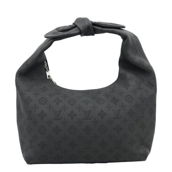 Louis Vuitton  Why Knot MM Monogram Mahina Leather Hobo Bag Black - Picture 1 of 13